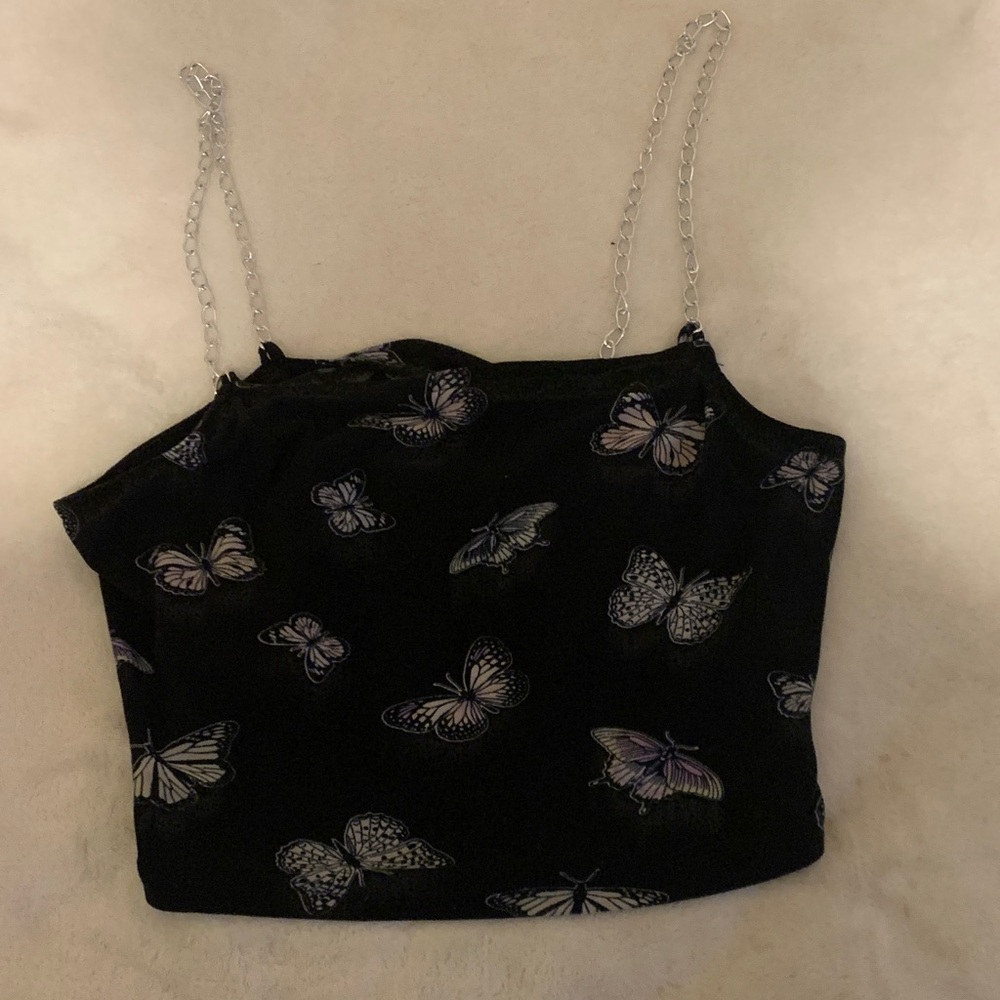 Butterfly Print Black Camisole Top